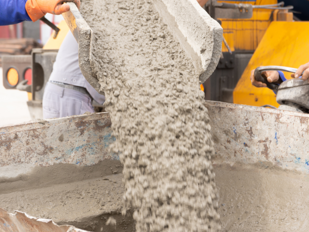 Pouring Ready-Mix Concrete at a Construction Site
